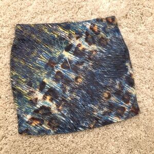 2 x $10 Peacock print bodycon mini skirt